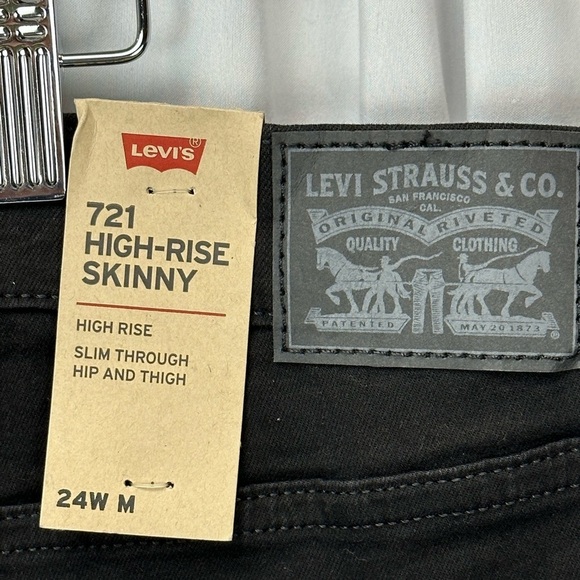 Levi's 721 High Rise Skinny Distressed Jeans - Black - size 24W - Picture 10 of 12